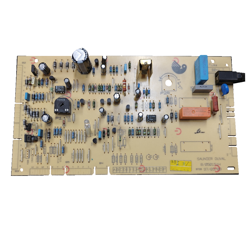 Placa electrónica Saunier Duval 8/050151H para Themis 23 y Themis 8/20: Detalle frontal de componentes