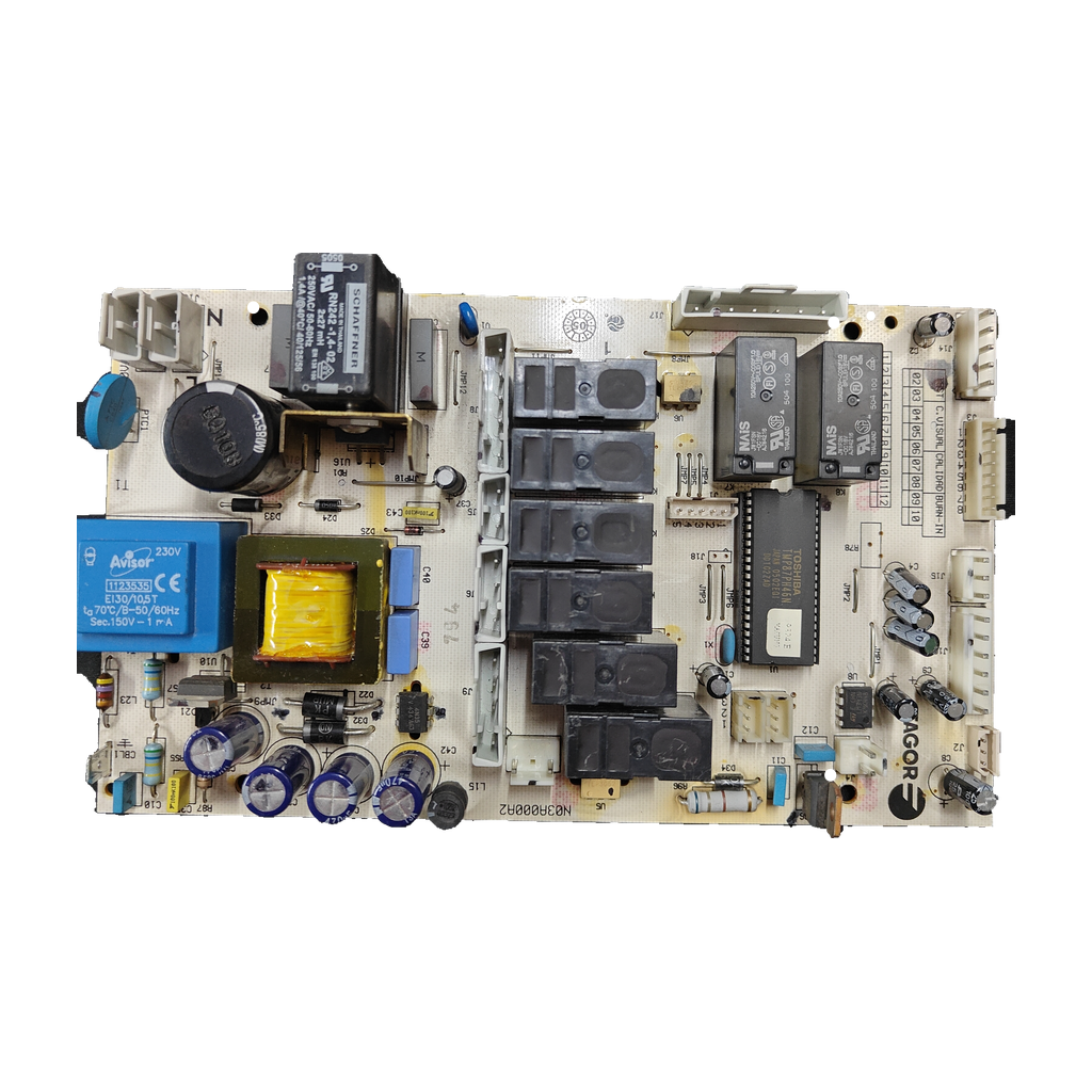 Placa electrónica Fagor N03A000A2 · CI932404 para FE 24/27/35 EMA y FEE 24/26/27/35/40 MA: Detalle de componentes de la placa