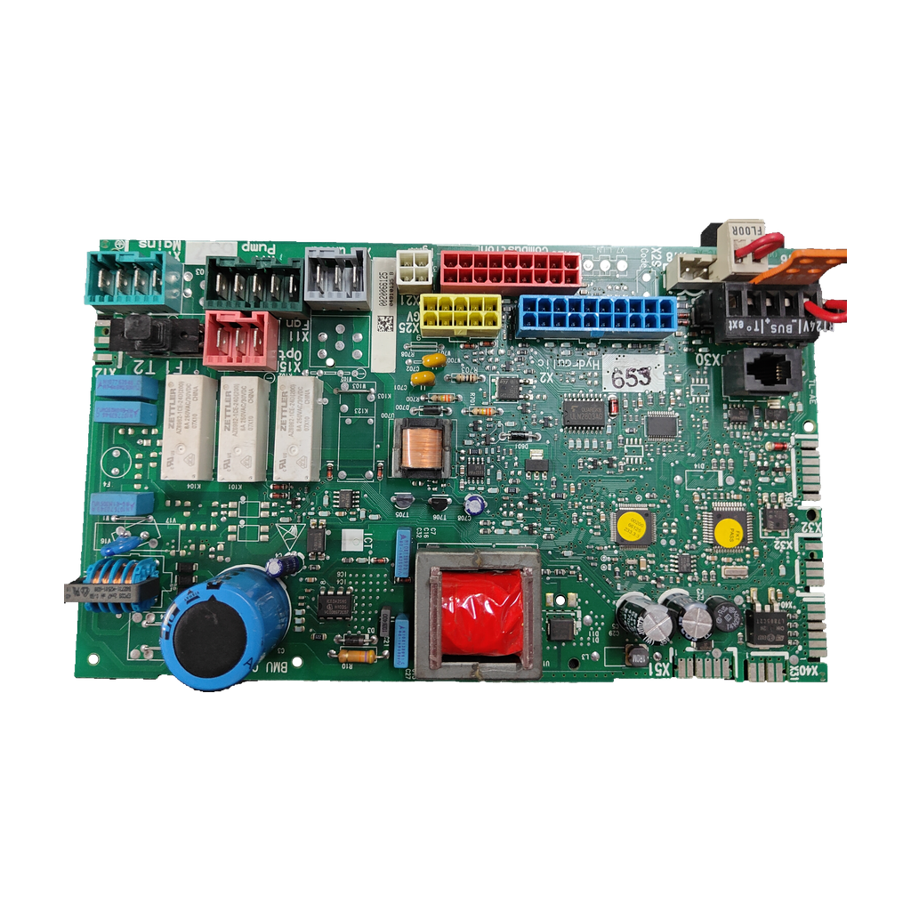 Placa electrónica Saunier Duval 0020066125 · Isofast Condens F30: Detalle de componentes de la placa