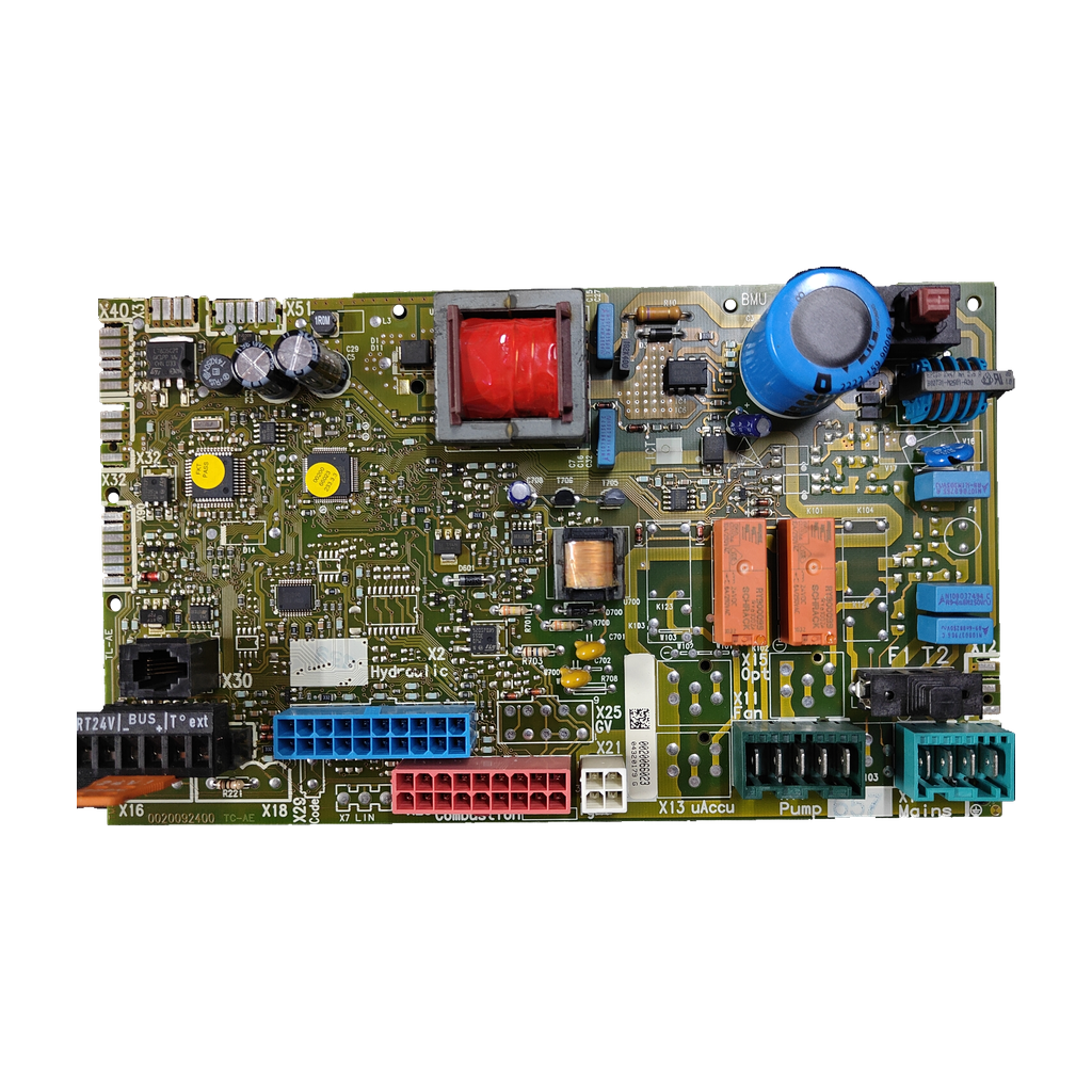 Placa electrónica V-Group 0020066023 para Saunier Duval ThemaCondens F25 A-1: Detalle de componentes de la placa