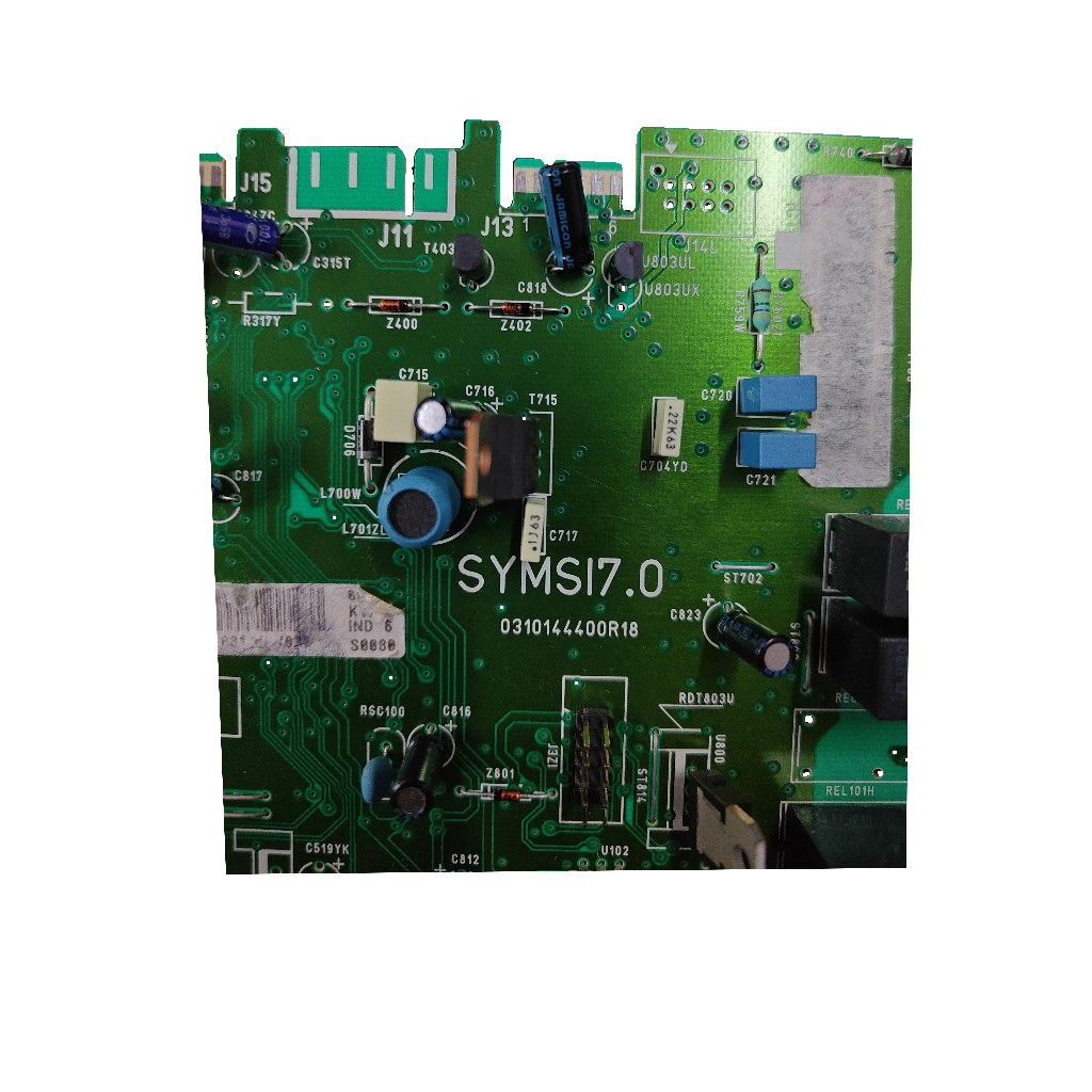Placa Saunier Duval SYMSI7.0 · PCB 0310144400R18 para Themafast C25 E y Themaclassic F25E: Detalle de componentes de la placa