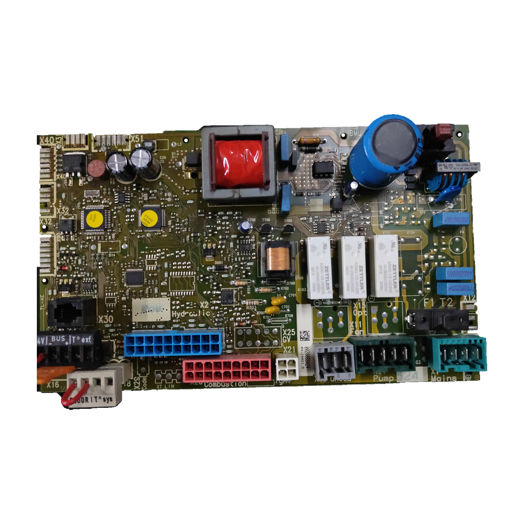 Placa electrónica Saunier Duval BMU · 0020066024 para ThemaFast Condens F30 A-1: Detalle de componentes de la placa