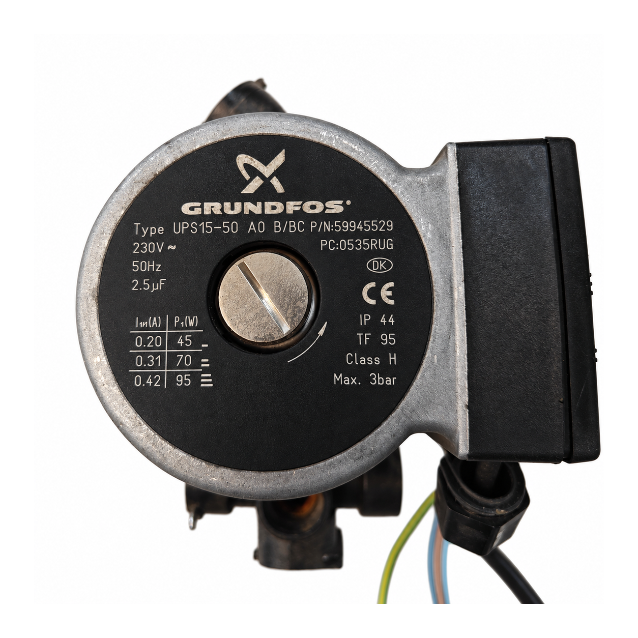 Bomba Grundfos UPS 15-50 AO B/BC Beretta Ciao 24 C.S.I. / 24 CAI – Ref. 20002906: Vista frontal de la bomba