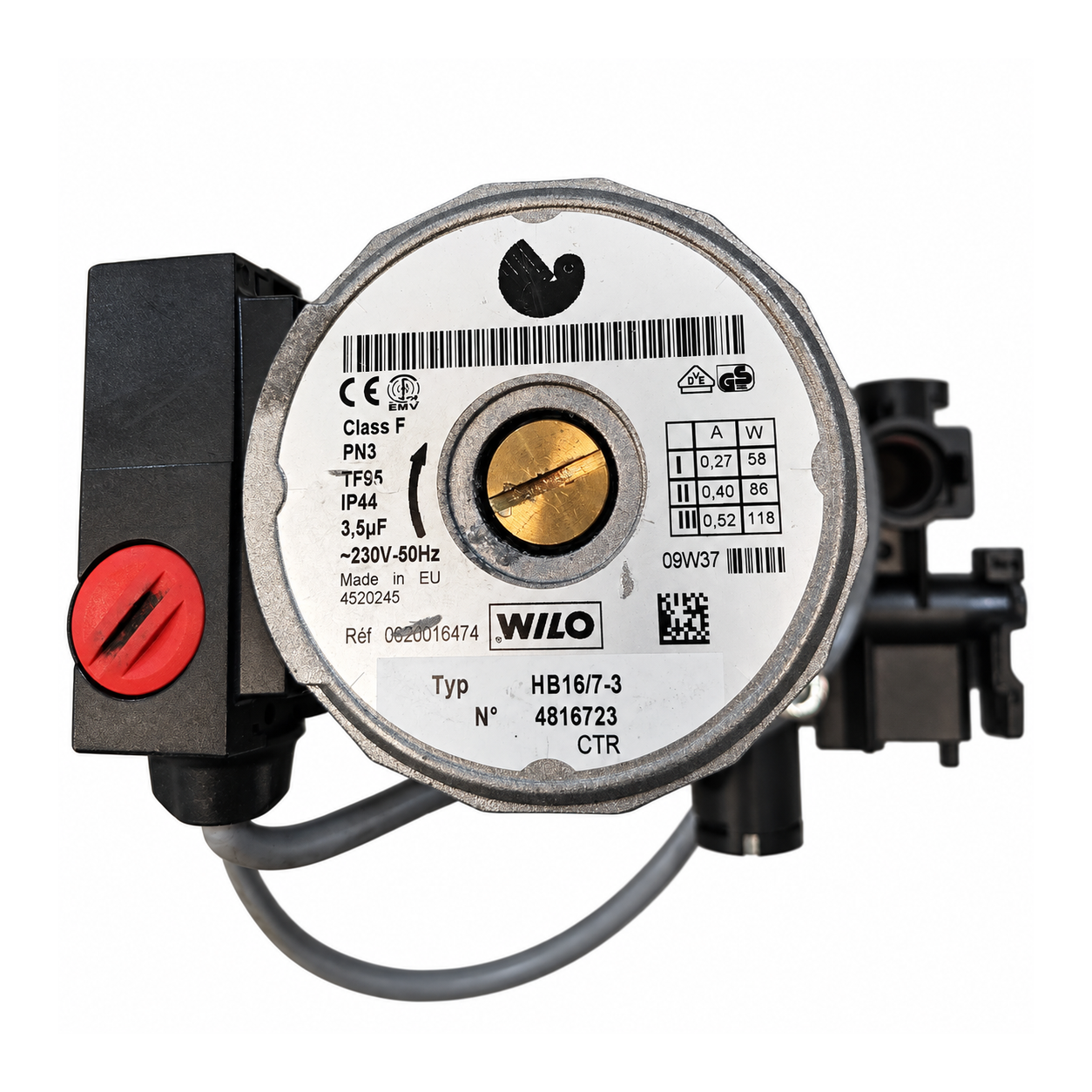 Bomba Wilo HB 15/7-3 Saunier Duval – Ref. 0020016474 · 4516723: Detalle frontal del motor