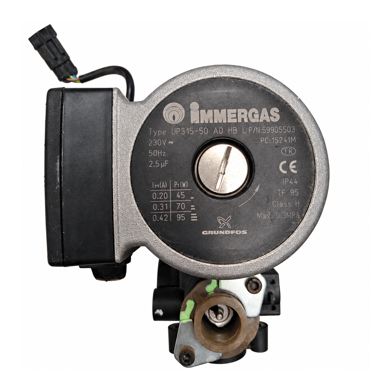 Bomba Grundfos UPS15-50 AO HB Immergas – Ref. 59905503: Vista frontal del conjunto