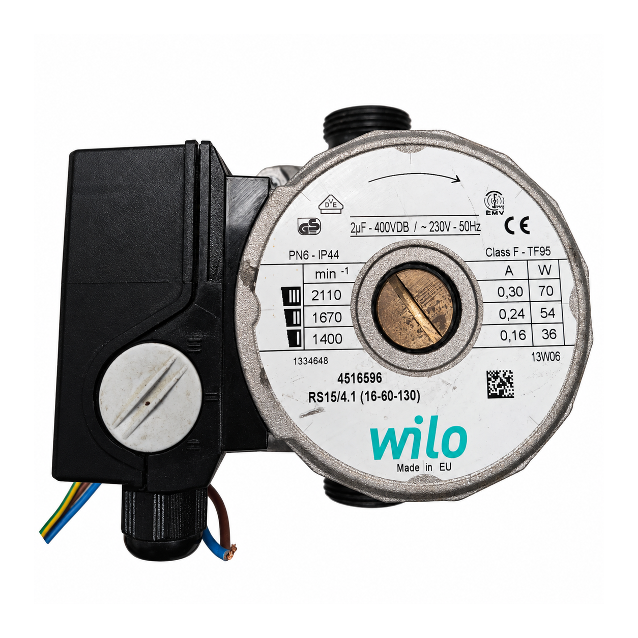 Bomba Wilo RS15/4.1 (15-50-130) Intergas – Ref. 4515695: Vista frontal de la bomba