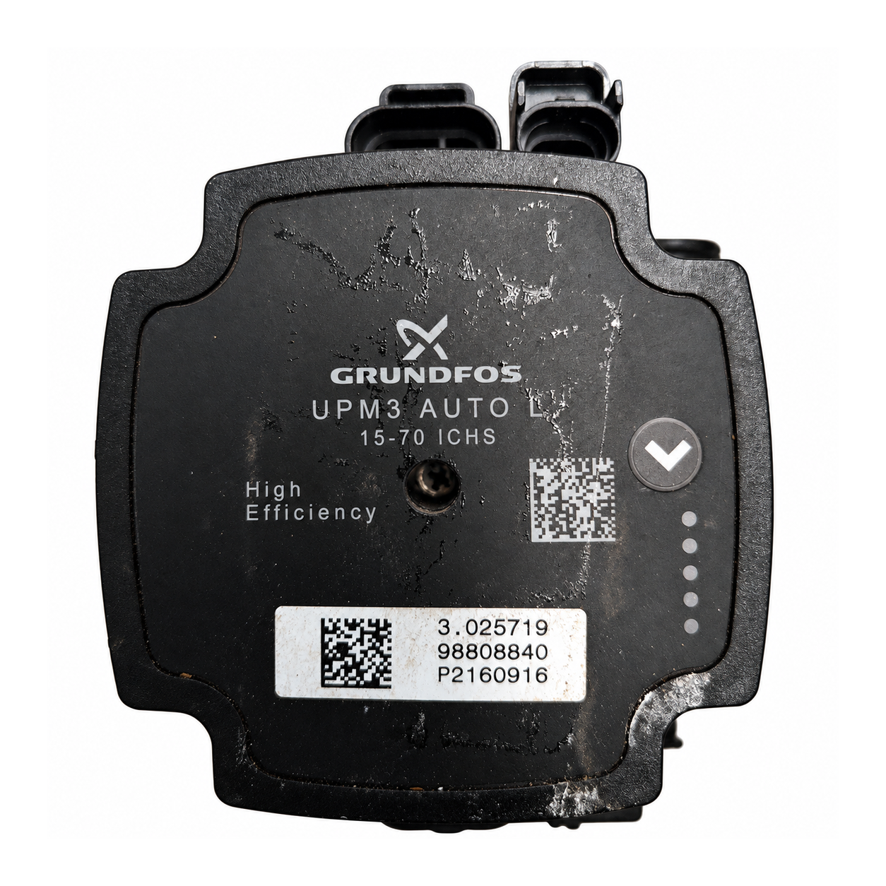 Bomba Grundfos UPM3 AUTO L 15-70 ICHS Immergas – Ref. 3.025719: Vista frontal del módulo de control