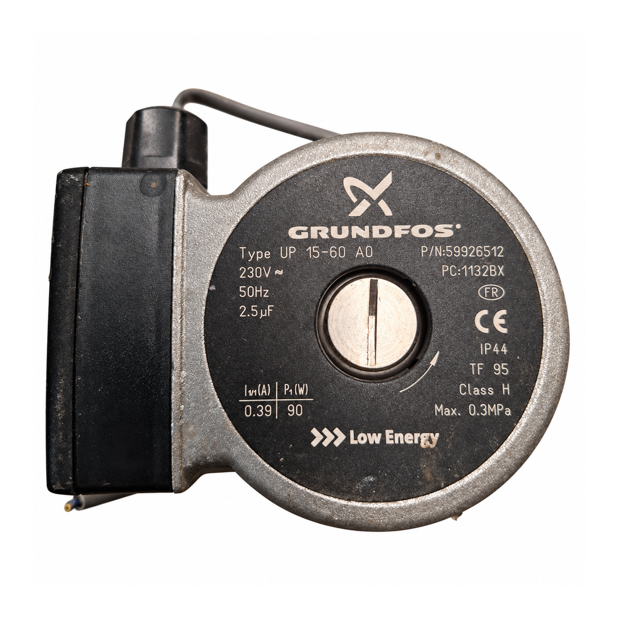 Bomba circuladora Grundfos UP 15-60 AO · 59926512 para Baxi Roca Neodens 24/24F: Vista frontal de la bomba